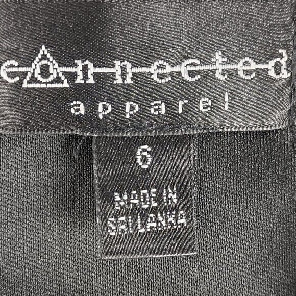 Connected Apparel Womens Embroidered Black, White Print Midi Sheath Dress Size 6 - Picture 9 of 10